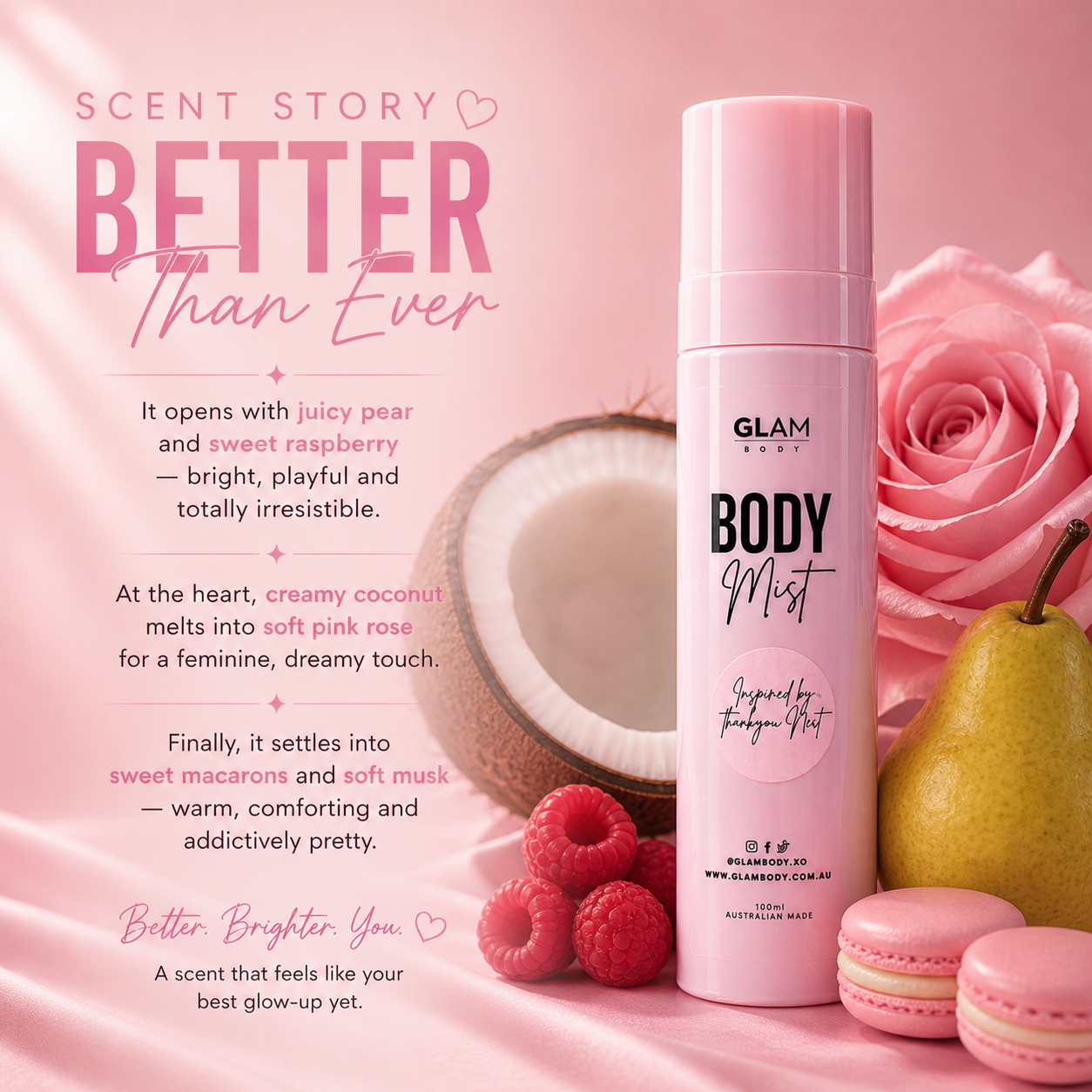 Better Than Ever Body Mist – Sweet, Fruity & Soft Coconut Glow | Glam Body