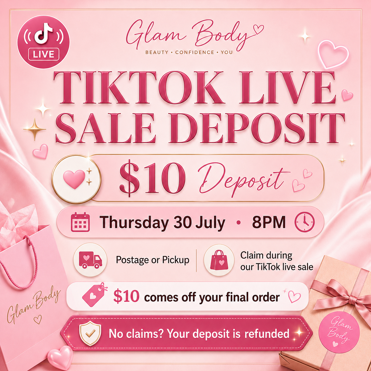 💖 GLAM BODY LIVE SALE DEPOSIT