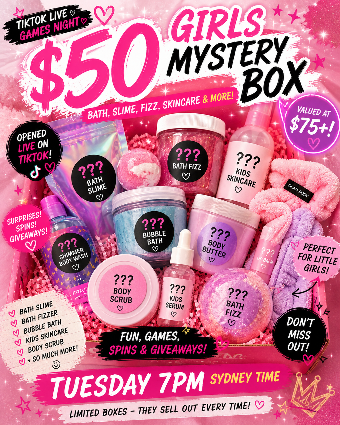 TIKTOK LIVE GIRLS KIDS MYSTERY BOX