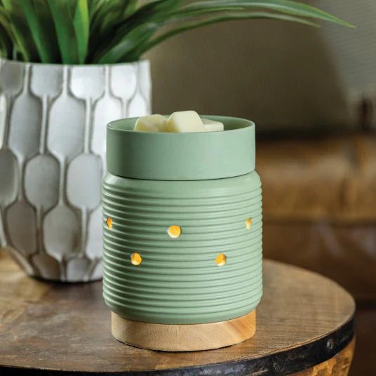 Sage Wood Illumination Wax Warmer – Electric Candle Warmer Lamp with Wood Base (Flameless Home Fragrance)